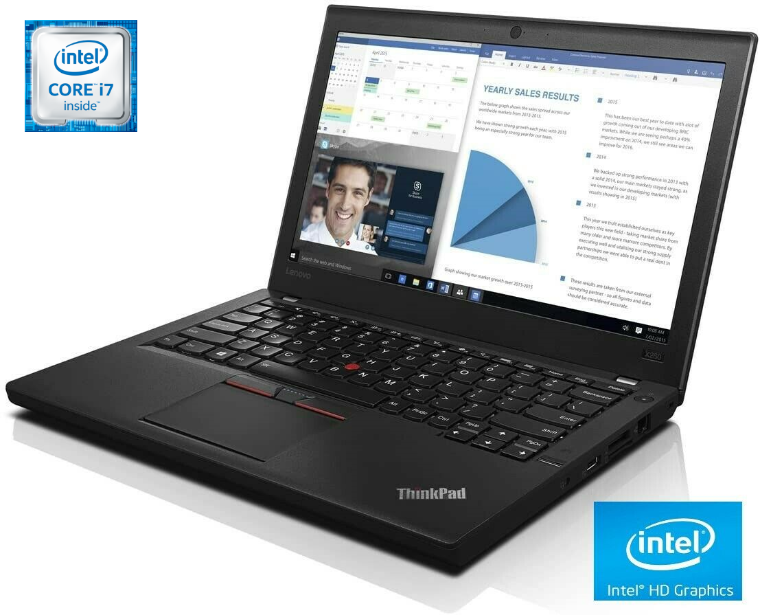 Lenovo ThinkPad X260 Laptop 12.5″ HD Screen, Intel i7-6500U, 16GB RAM, 256GB SSD